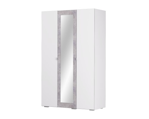 ШКАФ "АКВИЛОН" 3-х створчатый АКЦЕНТ 25 с зеркалом, ФУР белое сияние / цемент светлый 2020 х 1250 х 523 мм