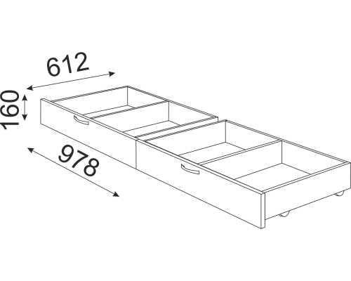 ЯЩИК "RINNER" для кровати "ОСЛО" (2 шт. в комплекте) М06 белый (поры дерева)​ 160 х 978 x 612 мм