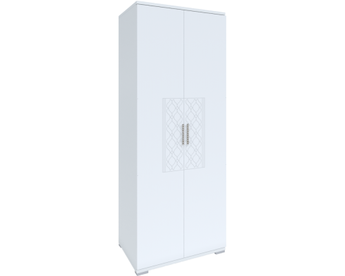 ШКАФ "RINNER" 2-х дверный модульная гостиная "ТИФФАНИ" М01 белый поры дерева / белый глянец 2056 х 801 х 510 мм