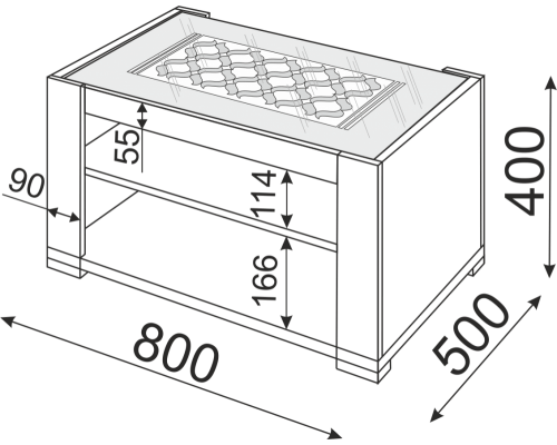 Стол "RINNER" журнальный модульная гостиная "ТИФФАНИ" М09 белый (поры дерева) / белый глянец 800 х 500 х 400 мм