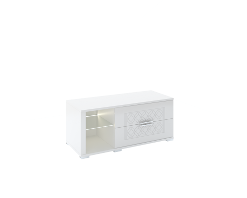 ТУМБА "RINNER" под ТВ модульная гостиная "ТИФФАНИ" М14 белый (поры дерева) / белый глянец 516 х 1200 х 510 мм
